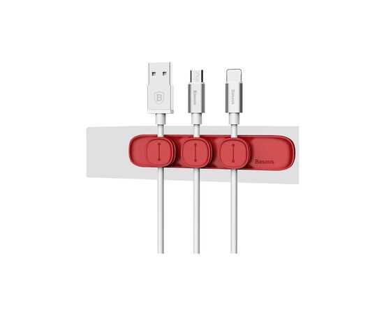 Держатель для кабеля Baseus Peas Cable Clip Red (ACWDJ-09), изображение 2