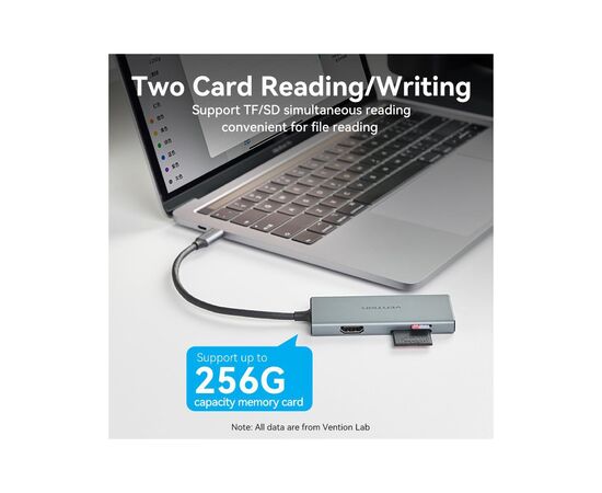 Концентратор Vention USB-C 6-in-1 3xUSB 3.0 + HDMI 4K30Hz + SD/TF 0.15m (TOOHB), изображение 8