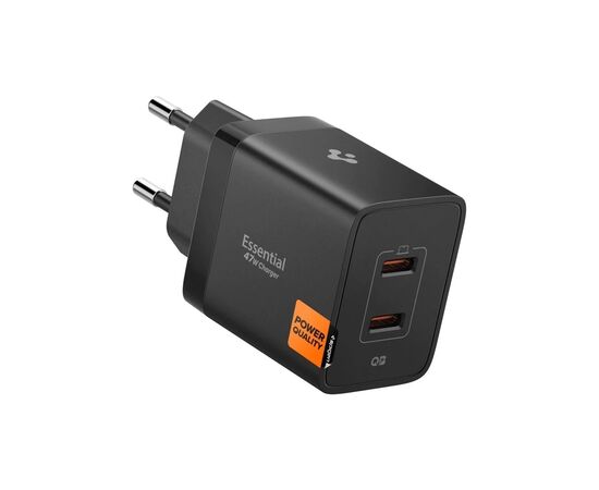Зарядное устройство Spigen 2xUSB-C PD 47W black (ACH09457)