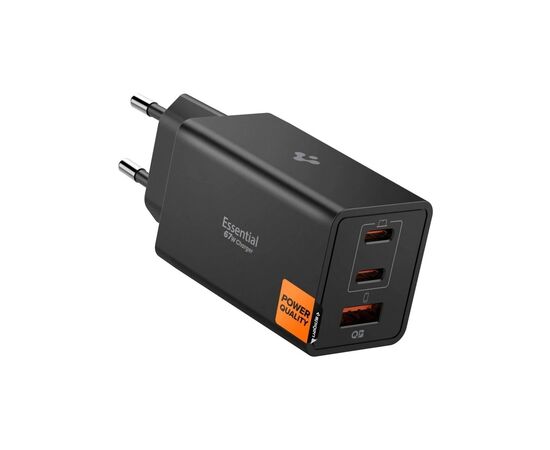 Зарядное устройство Spigen 2xUSB-C PD + 1xUSB 67W black (ACH09458)