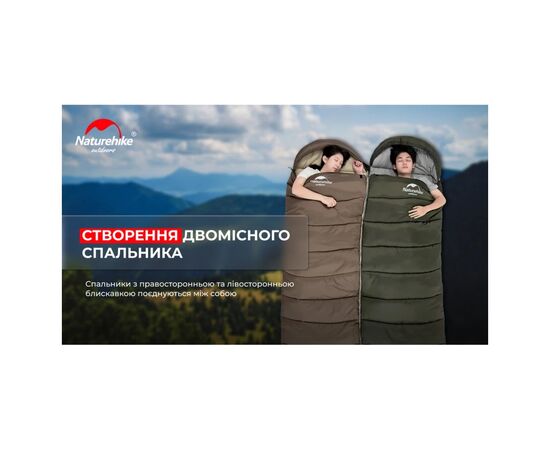 Спальный мешок Naturehike U350 NH20MSD07 Hollow Cotton Left Green (6927595767238-L), изображение 12
