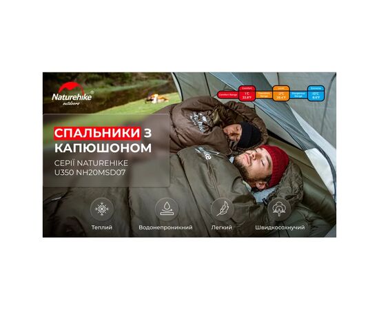 Спальный мешок Naturehike U350 NH20MSD07 Hollow Cotton Right Green (6927595767238-R), изображение 12