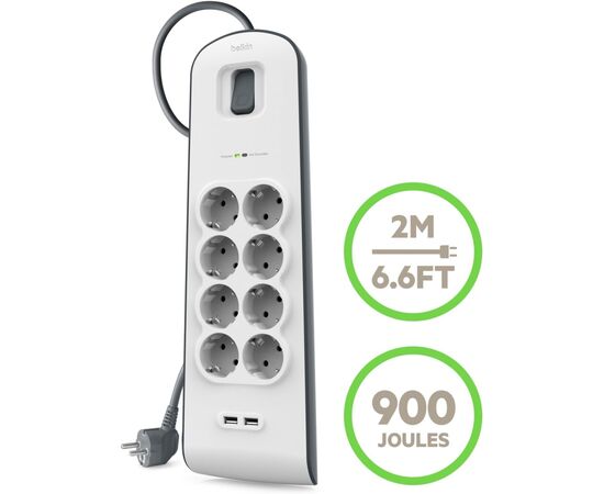 Сетевой фильтр питания Belkin BSV804VF2M-V2, изображение 2