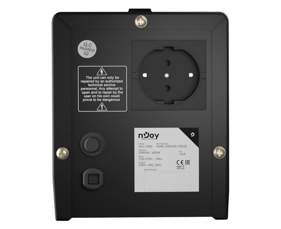 Стабилизатор напряжения nJoy Alvis 1000 (AVRL-10001AL-CS01B) AVR, 1 розетка (Alvis 1000), изображение 6