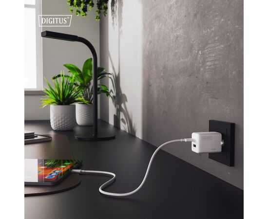 Зарядний пристрій Digitus 1xUSB-C + 1xUSB PD45W GaN white (DA-10302), зображення 3