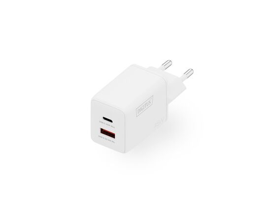 Зарядний пристрій Digitus 1xUSB-C + 1xUSB PD45W GaN white (DA-10302)