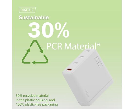 Зарядний пристрій Digitus 3xUSB-C + 1xUSB PD140W GaN white (DA-10305), зображення 7