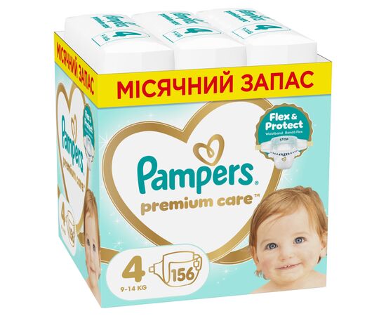 Подгузники Pampers Premium Care Розмір 4 (9-14 кг) 156 шт (8006530223591)