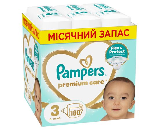 Подгузники Pampers Premium Care Розмір 3 (6-10 кг) 180 шт (8006530223720)