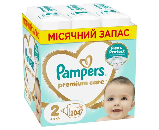 Подгузники Pampers Premium Care Розмір 2 (4-8 кг) 204 шт (8006530223669)