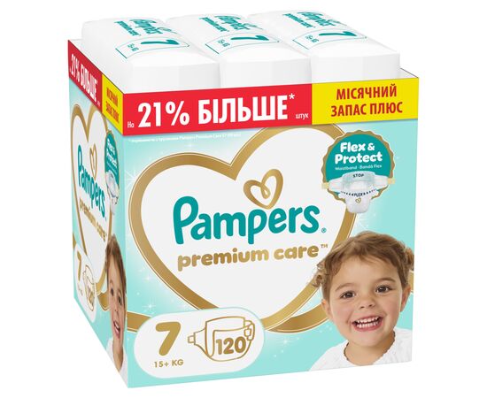 Подгузники Pampers Premium Care Розмір 7 (15+ кг) 120 шт (8006530223638)
