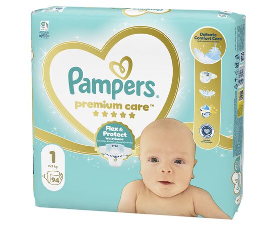 Подгузники Pampers Premium Care Розмір 1 (2-5 кг) 94 шт (8006530259187), изображение 2