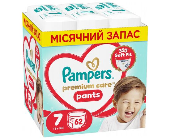 Подгузники Pampers Premium Care Pants Розмір 7 (15+ кг) 62 шт (8006530320245)