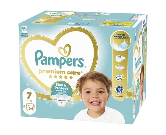Подгузники Pampers Premium Care Розмір 7 15+ кг 64 шт (8006530260145), изображение 2
