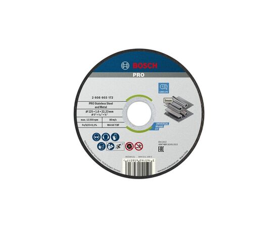 Круг отрезной Bosch Professional, для нержавеющей стали и металла, 125×1.6×22.23 mm (2.608.603.172)