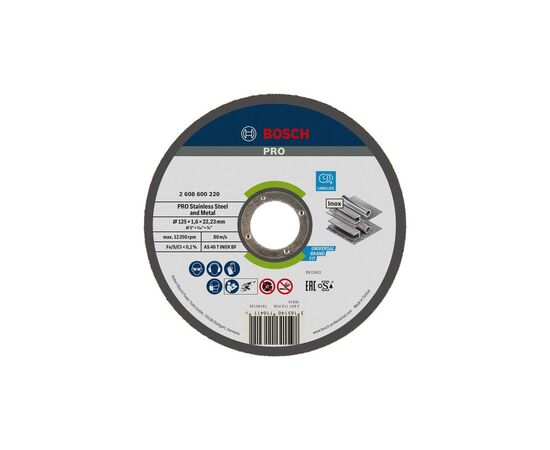 Круг отрезной Bosch Professional, для нержавеющей стали и металла, 125×1.6×22.23 mm (2.608.600.220)