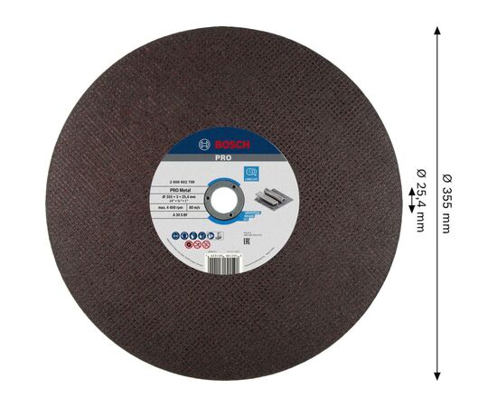 Круг відрізний Bosch Professional, для металу, 355×3.1×25.4 mm (2.608.602.759), зображення 2