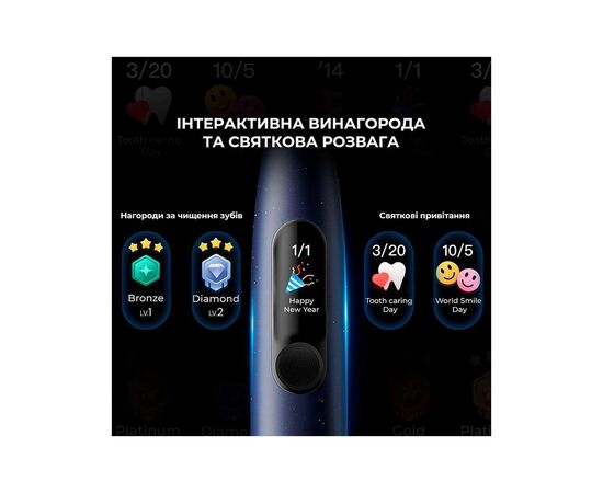 Електрична зубна щітка Oclean X Plus Pro Digital Blue (6970810556186), зображення 5
