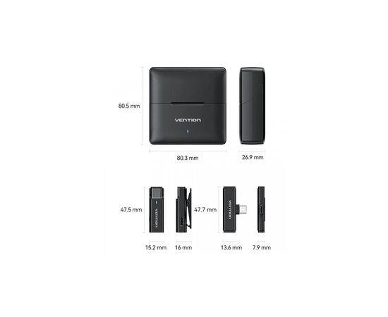 Микрофон Vention USB-C 2-Pack Wireless Lavalier with Charging Case (NCAB0), изображение 3