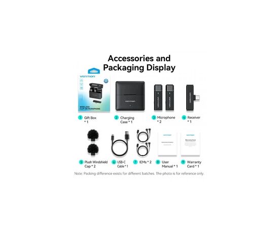 Микрофон Vention USB-C 2-Pack Wireless Lavalier with Charging Case (NCAB0), изображение 4