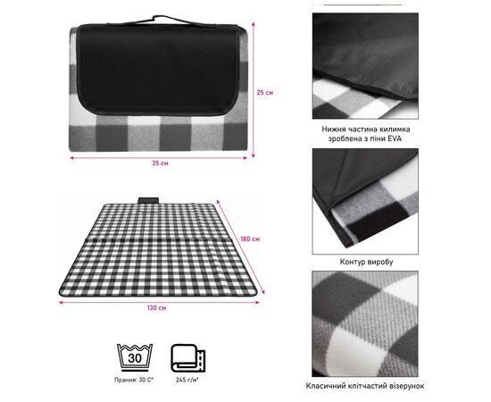 Туристический коврик Soft Me Picnic синій/чорний (70030105-03), изображение 4
