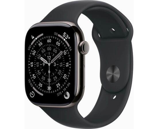 Смарт-часы Apple Watch Series 11 GPS + Cellular 46mm Slate Titanium Case with Black Sport Band - S/M (MFD14RK/A)