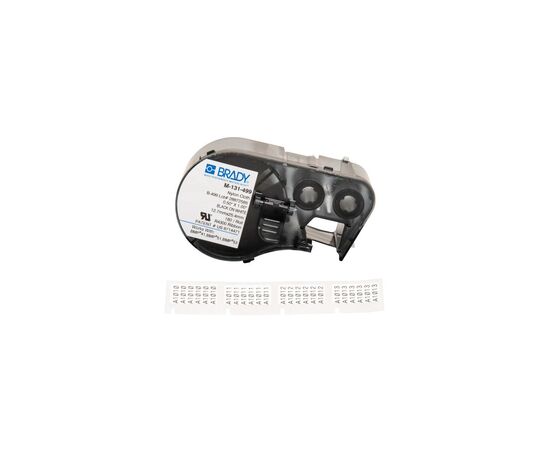 Лента для принтера этикеток Brady M-131-499, вырубные, 25.40×12.70 mm, 180 шт, black on white, нейлон (143350)