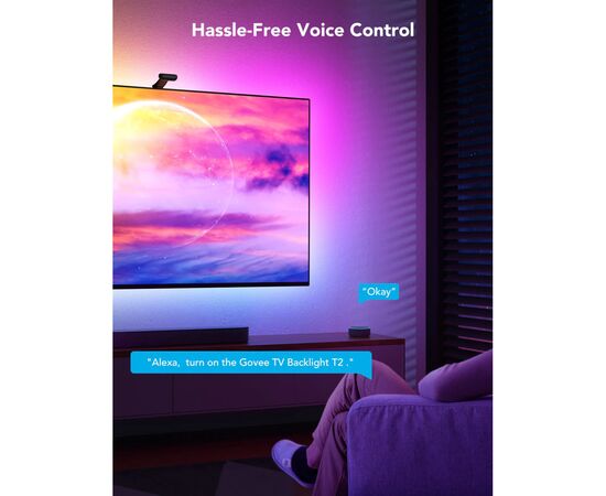 Світлодіодна стрічка Govee Набір H605C Envisual TV Backlight T2 with Dual Cameras 75-85'', RGBIC, WI-FI/Bluetooth, чорний (H605C312), зображення 13