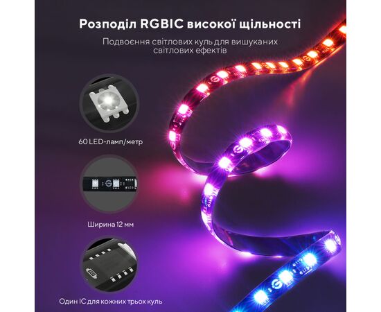 Світлодіодна стрічка Govee Набір H605C Envisual TV Backlight T2 with Dual Cameras 75-85'', RGBIC, WI-FI/Bluetooth, чорний (H605C312), зображення 4