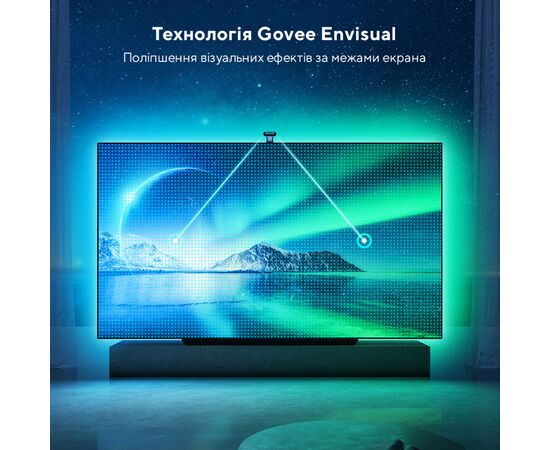 Світлодіодна стрічка Govee Набір H605C Envisual TV Backlight T2 with Dual Cameras 75-85'', RGBIC, WI-FI/Bluetooth, чорний (H605C312), зображення 7