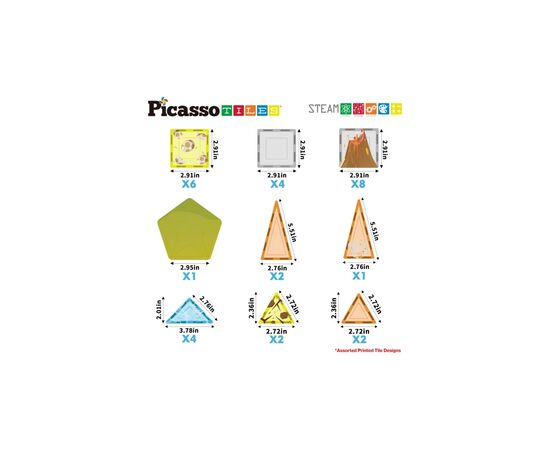 Конструктор Picasso магнитный Tiles Dinosaur Set с 8 фигурками динозавров 38 деталей (817338028848), изображение 5