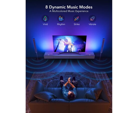 Світлодіодна стрічка Govee Набір H6046 Flow Plus Light Bars, RGBIC, WI-FI/Bluetooth, чорний (H6046311), зображення 8