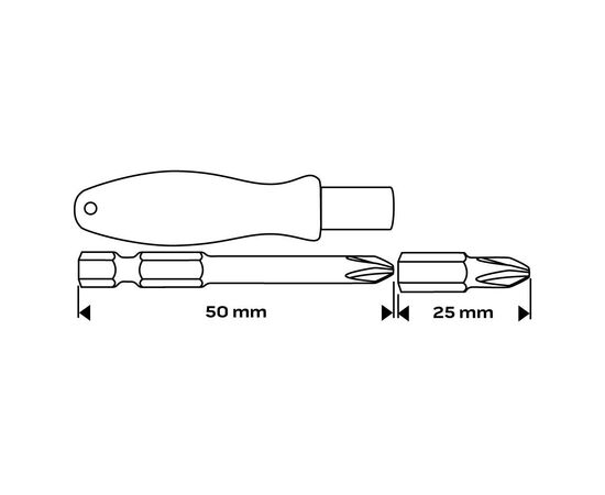 Набір біт Neo Tools 1/4", бітотримач, PH R HT TT, кейс, 31шт (56-602), зображення 2