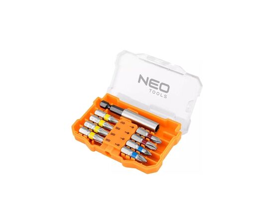 Набір біт Neo Tools 1/4", бітотримач, PH PZ TH, 25mm, сталь S2, кейс, 8шт (56-614)