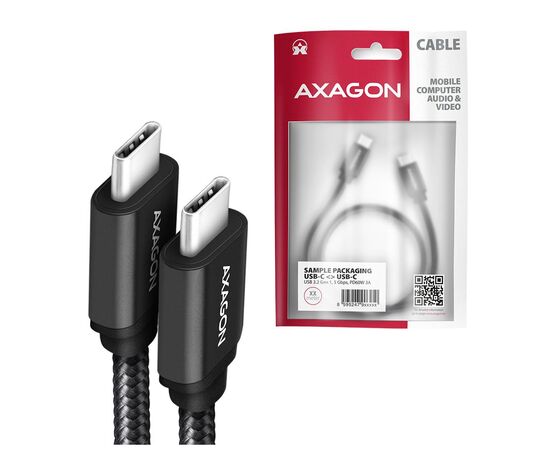 Дата кабель USB-C to USB-C 1.0m v3.2 Gen 1 PD 60W 3A black AXAGON (BUCM3-CM10AB), изображение 7