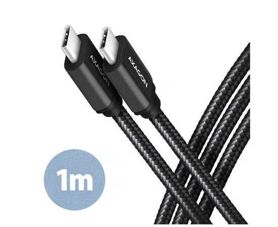 Дата кабель USB-C to USB-C 1.0m v3.2 Gen 1 PD 60W 3A black AXAGON (BUCM3-CM10AB)