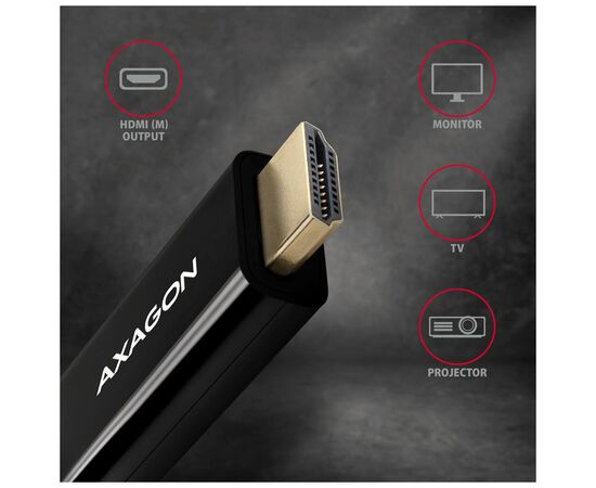 Кабель мультимедийный HDMI M to DisplayPort M 1.8m 4K30Hz black AXAGON (RVD-HI14C2), изображение 3