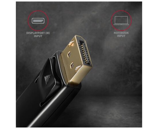 Кабель мультимедийный HDMI M to DisplayPort M 1.8m 4K30Hz black AXAGON (RVD-HI14C2), изображение 4