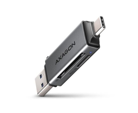 Считыватель флеш-карт AXAGON USB-C + USB-A to SD/microSD 5Gbps gray (CRE-DAC)
