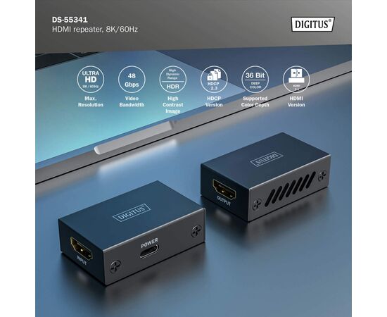 Адаптер HDMI extender 10m 8K60Hz/13m 4K60Hz repeater Digitus (DS-55341), изображение 3