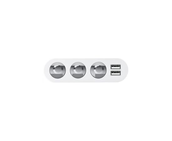 Зарядное устройство HOCO 2xUSB 10.5W + 3x car socket silver (6957531050896), изображение 3