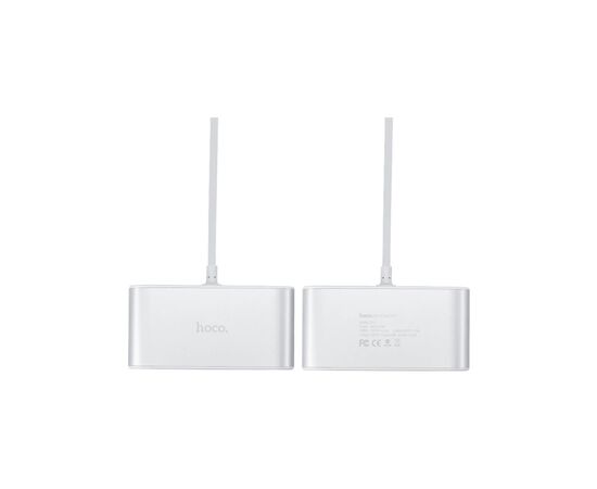 Зарядное устройство HOCO 2xUSB 10.5W + 3x car socket silver (6957531050896), изображение 4