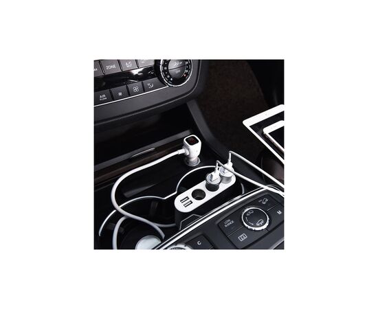 Зарядное устройство HOCO 2xUSB 10.5W + 3x car socket silver (6957531050896), изображение 5