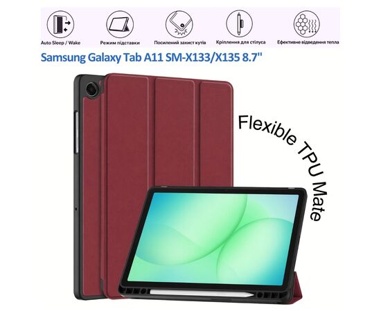 Чехол для планшета BeCover Flexible TPU Mate Samsung Galaxy Tab A11 SM-X133/X135 8.7" Red Wine (715589)