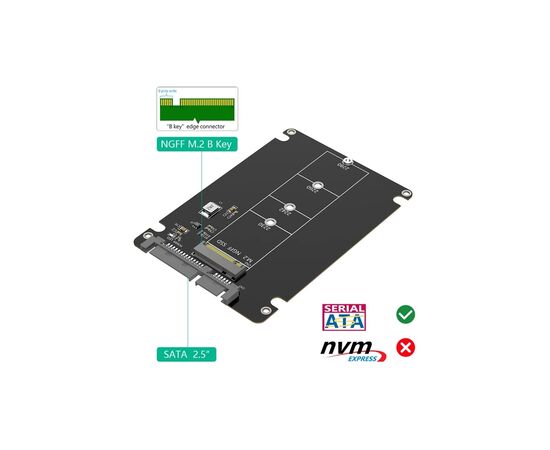 Конвертор Dynamode 2.5'' SATA to M.2 (NGFF) SSD 22*30mm, 22*42mm, 22*60mm, 22*80mm (S103-1N-P), изображение 9