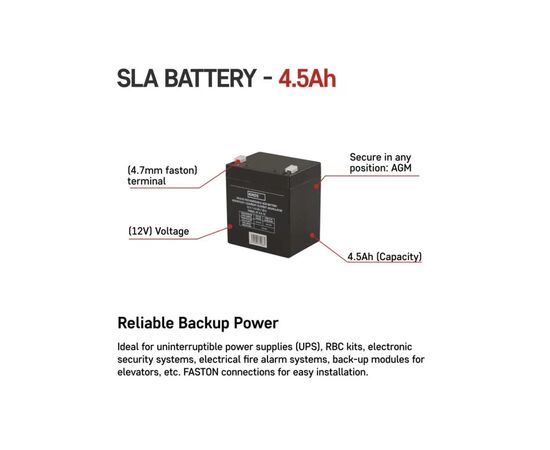 Батарея до ДБЖ EMOS 12V 4.5Ah (B9653), зображення 3