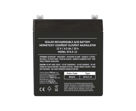 Батарея до ДБЖ EMOS 12V 4.5Ah (B9653), зображення 7