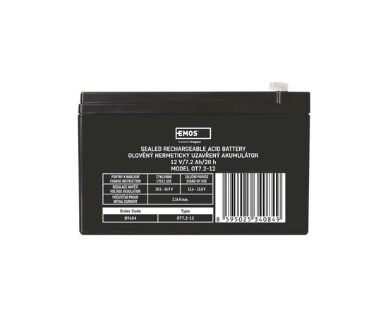 Батарея до ДБЖ EMOS 12V 7.2Ah (B9654), зображення 2