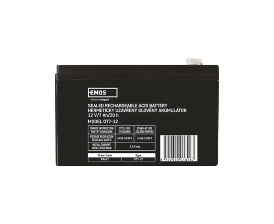 Батарея к ИБП EMOS B9691 AGM 12V 7Ah fast 4,7mm (B9691), изображение 2