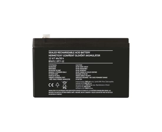 Батарея к ИБП EMOS B9691 AGM 12V 7Ah fast 4,7mm (B9691), изображение 7